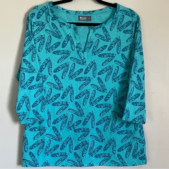 Native Northwest T-shirt 3/4 Sleeve tee  Feathers by Corey Bulpitt size S - Picture 1 of 9